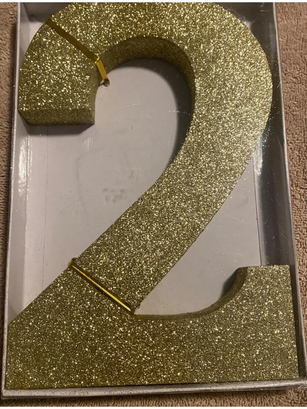 Number Two Glitter Number Sign, Gold 10” for Wedding/Anniversary/Birthday